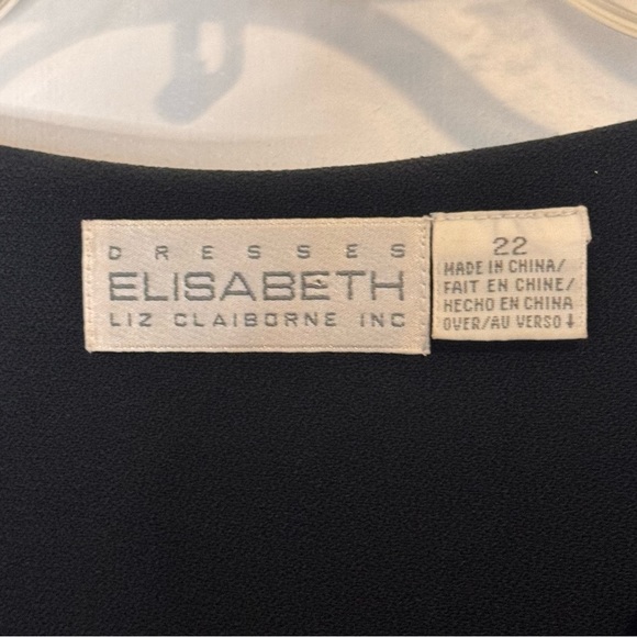 Black Lace satin crepe long sleeved plus size dress elizabeth claiborne. - Picture 6 of 8